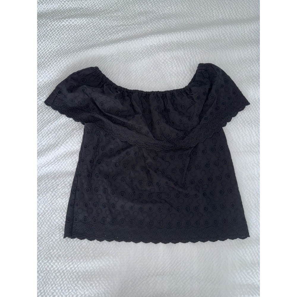 Gianni Bini Black Cold Shoulder Lace Top‎ Shirt Sz Small S Cotton